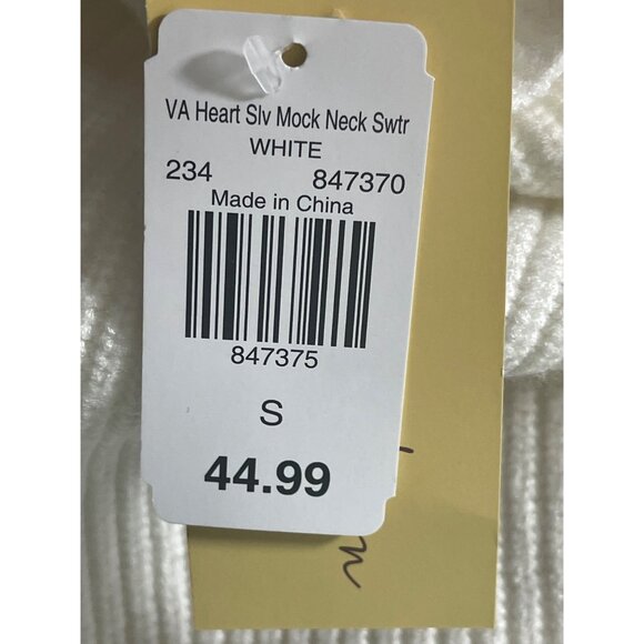 Linda Anderson Womens White Ribbed Mock Neck Sweater Red Heart Size Small - Picture 4 of 8